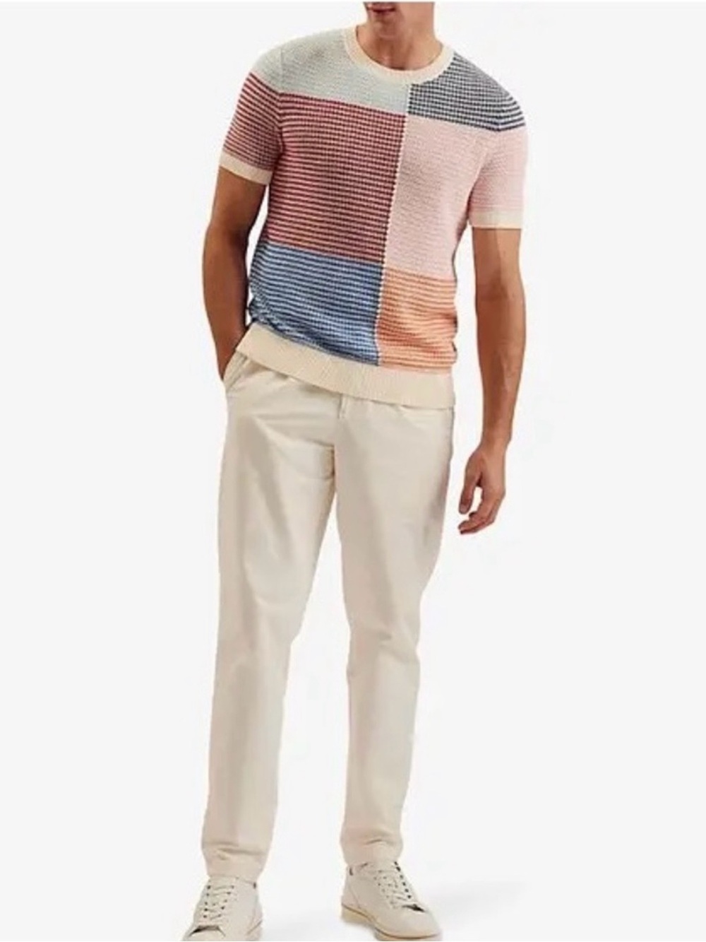 Ted Baker Men’s Short-sleeve Knit Color Block Sweater